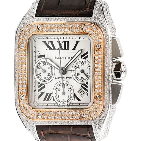 cartier de santos chronograph|cartier santos diamond bezel.